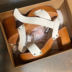 White Leather Platform Sandals